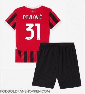AC Milan Strahinja Pavlovic #31 Hjemmebanetrøje Børn 2024-25 Kortærmet (+ Korte bukser)
